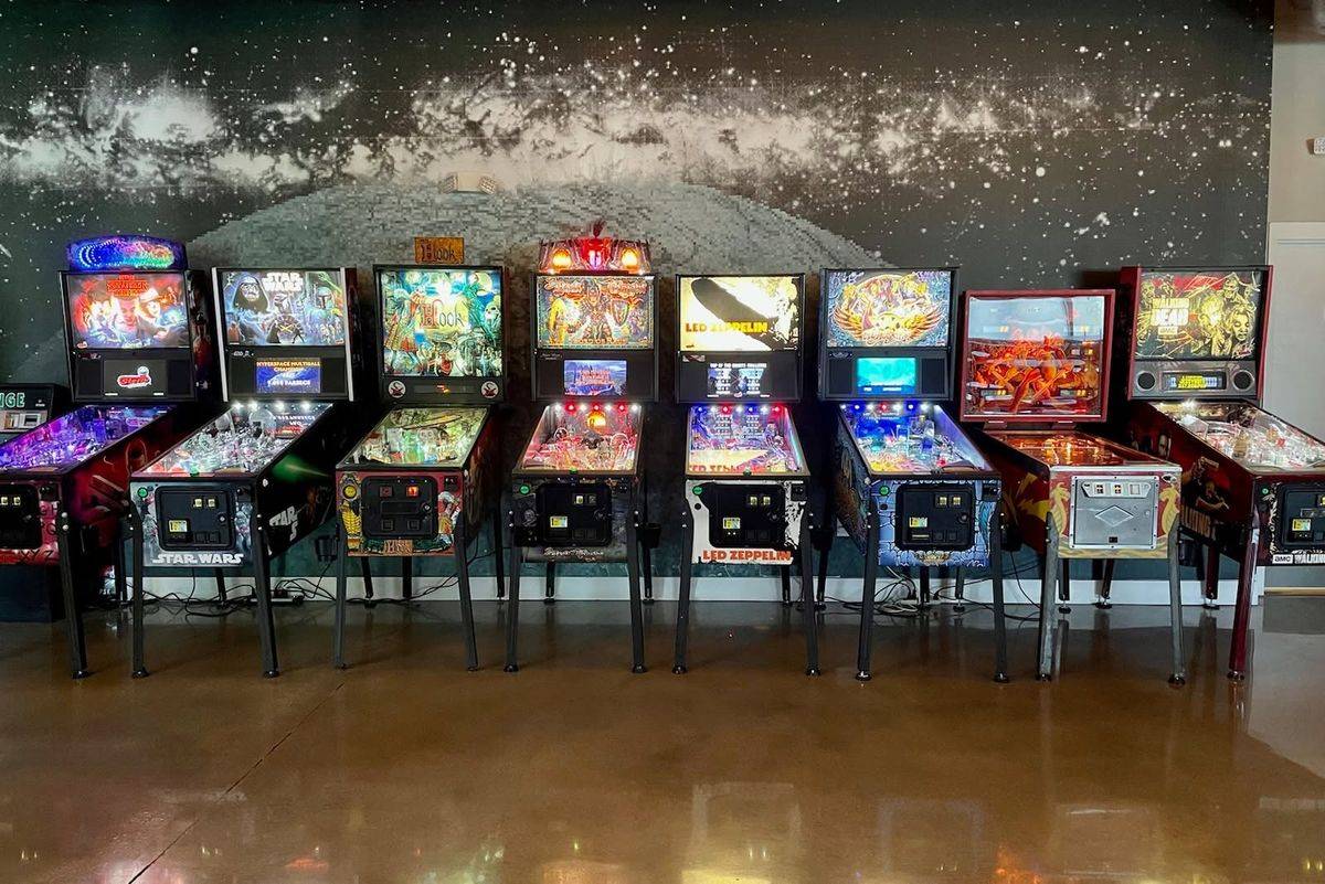 Pinball lineup at Center of the Universe Brewing in Ashland, VA